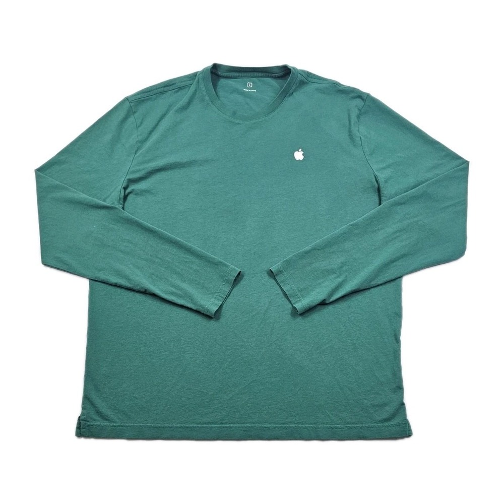 Apple Employee Long Sleeve Logo Tech Shirt Mens L Green Tee Soft Quality Tshirt